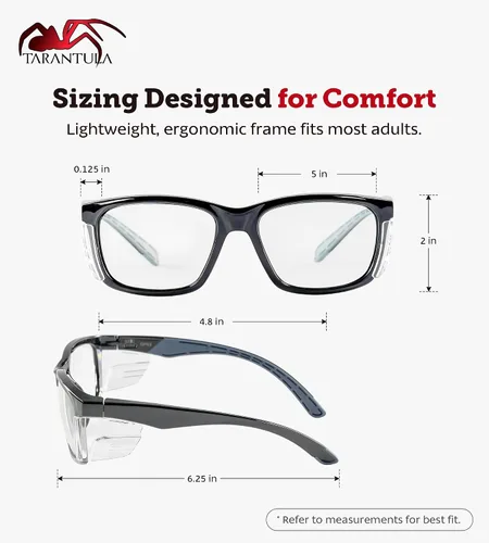 Miniatura 7 de Gafas de seguridad Tarantula Z87.1 para hombres y mujeres, patillas de TPR suave, lentes transparentes antiempañamiento, bloqueo de luz azul