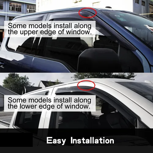 Miniatura 8 de Juego de 4 protectores de lluvia originales, deflectores de ventana de montaje exterior, viseras laterales de buen aspecto compatibles con Toyota
