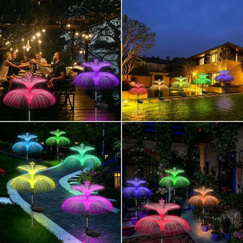 Miniatura 5 de Weepong - Luces solares para jardín 3 unidades, nuevas luces solares mejoradas al aire libre, resistentes al agua, 7 colores que cambian, doble