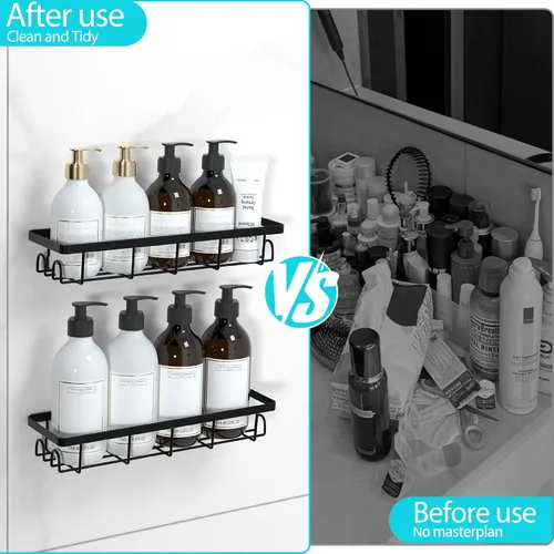 Miniatura 6 de Organizador de Cesta de Ducha con Ganchos, Estantes de Baño Autoadhesivos, Organizadores y Almacenamiento de Baño sin Taladro, Perfecto para RV