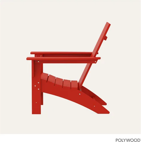 Miniatura 6 de Silla moderna tipo AD420SR de Adirondack de Polywood, Rojo atardecer, construcción duradera de polietileno de alta densidad, fácil montaje, Rojo