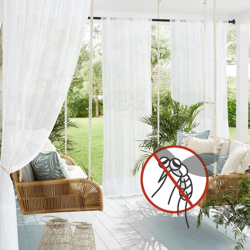 Miniatura 2 de NICETOWN 2 paneles de malla blanca de protección contra mosquitos para apartamento, balcón, bolsillo para barra, cortinas transparentes para bodas