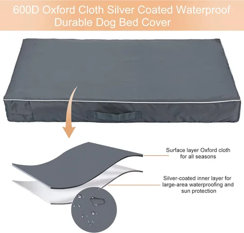 Miniatura 3 de Chinchilla Funda Impermeable para Cama de Perro Pesada Lavable, con Apertura de Cremallera Rellenable Funda Universal de Repuesto para Cama de Gris