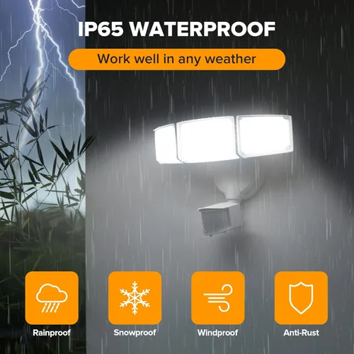 Miniatura 6 de UME Luces de Seguridad LED de 49W 5500LM con Sensor de Movimiento para Exteriores, 5000K Luz de Día, IP65 Resistente al Agua, del Atardecer al