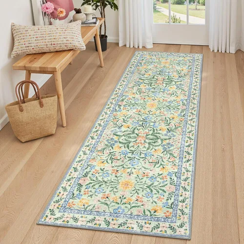 Miniatura 29 de Lahome - Alfombra redonda bóhema de color rosa claro de 4 pies, alfombras pequeñas circulares lavables para dormitorio de niños, alfombra circular