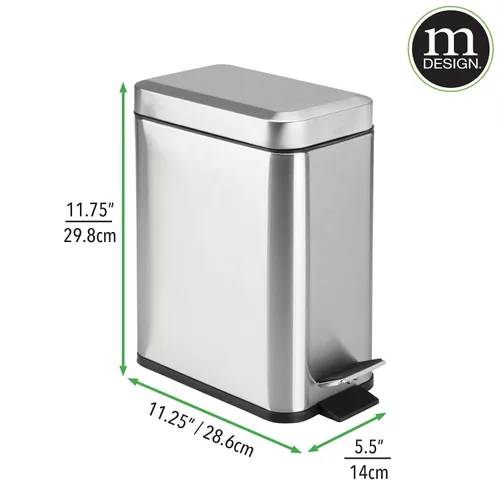 Miniatura 8 de mDesign Cubo de basura rectangular con apertura lateral - Acero inoxidable cepillado