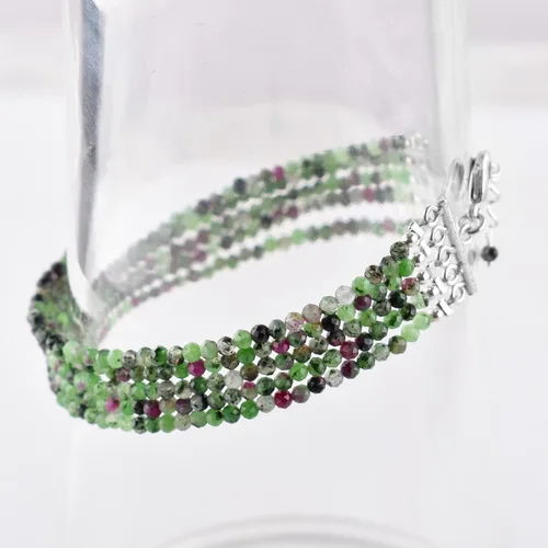 Miniatura 4 de YANARA Gemstone Bracelets For Women Birthstone, Natural Gemstone Layered Micro-Beads, Dainty Handmade Jewelry Chakra Energy Healing Crystals Silver
