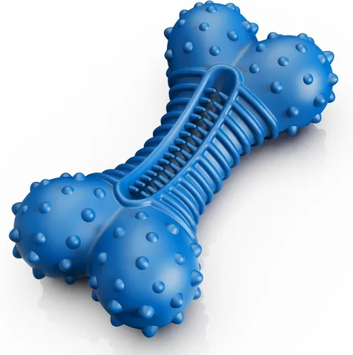 Miniatura 9 de Juguetes para perros para masticadores agresivos, juguetes masticables indestructibles para perros medianos y grandes, huesos de perro de goma Azul