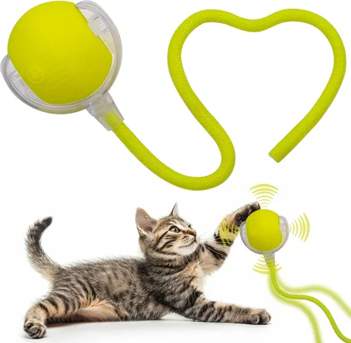Miniatura 10 de Pelota interactiva de juguete para perros y gatos: pequeño juego para mascotas con luz LED y cola de cuerda para activar el movimiento, lindo regalo