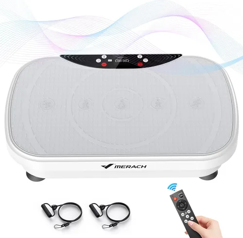 MERACH Vibration Plate Exercise Machine, Vibration Plate for Lymphatic Drainage Weight Loss, Vibrating Plate Exercise Machine with Bluetooth and LED