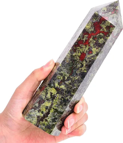 Miniatura 39 de AMOYSTONE Obelisco de Piedra de Sangre Africana Varita de Cristal Curativo Grande Torre Columna Facetada de 6 Lados Reiki Chakra Meditación Terapia