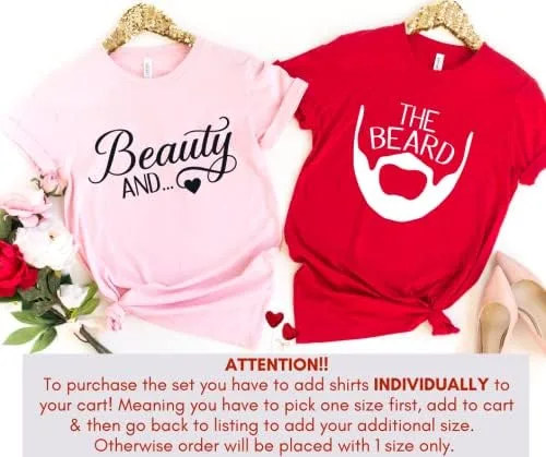 Miniatura 5 de Beauty And The Beard Couples Shirts, Cute Valentine Matching Outfits For Husband, Wife, Boyfriend, Girlfriend, Anniversary Gifts For Him and Her