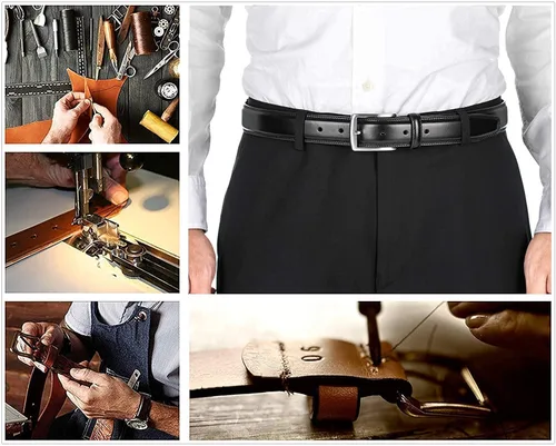 Miniatura 4 de Cinturón de cuero genuino de calidad superior para hombre - Diseño clásico casual y para el trabajo