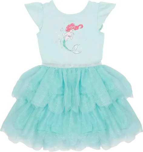 Disney Vestido de princesa con tutú para niñas - Vestido de fiesta de manga corta con volantes para niñas pequeñas y niños - Vestido de disfraz de