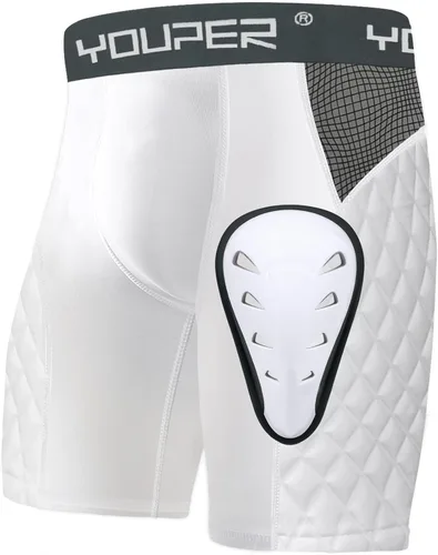 Miniatura 7 de Youper Pantalones cortos deslizantes acolchados de compresión Elite para adultos con copa atlética protectora para béisbol, fútbol