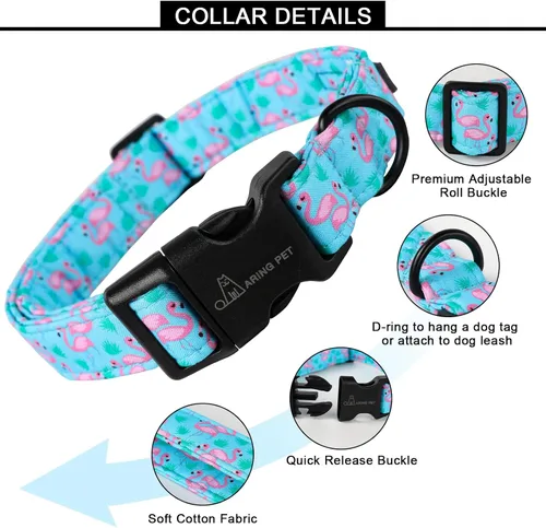 Miniatura 2 de Aring Pet Collar de algodón, ligero y ajustable, con hebilla de liberación rápida para perros pequeños, medianos y grandes, para cachorros, XS