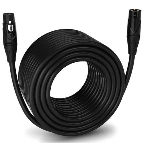 Miniatura 106 de LyxPro Cable de micrófono XLR hembra a macho de ángulo recto de 3 pines de 1.5 pies para altavoces amplificados, interfaz de audio, rendimiento