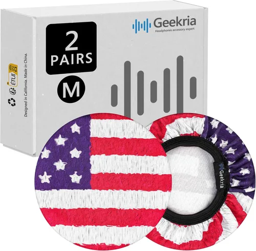 Geekria 2 pares de fundas para auriculares de tela flexible – Certificado de seguridad del producto – Protectores de auriculares lavables y