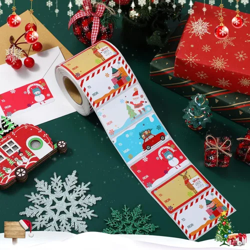 Miniatura 3 de Outus 500 etiquetas de Navidad, etiquetas autoadhesivas de regalo para regalos de Navidad, etiquetas de nombre de Navidad, etiquetas para papel