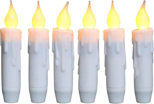 Miniatura 11 de CVHOMEDECO. Velas cónicas parpadeantes LED, velas sin llama con goteo, operadas por batería con temporizador, blancas, 4-3/4 pulgadas, juego de 2