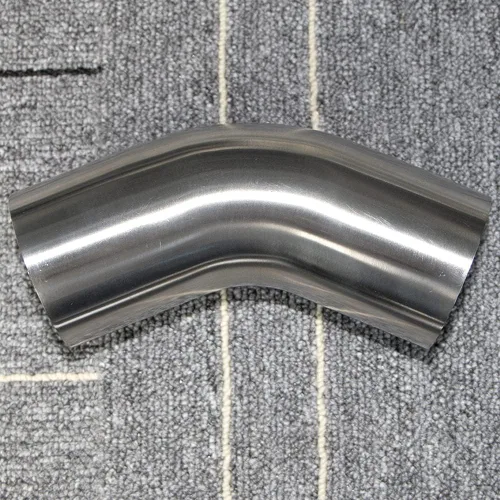 Codo de Acero Inoxidable de 1.77" con Curvatura Mandril de 45° - Pared 16GA/.065" - Patas 2" - Codo de Acero Inoxidable SS304 para Escape Modificado