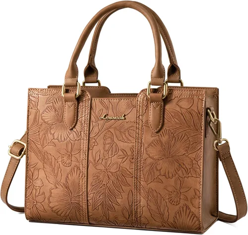 Miniatura 11 de LOVEVOOK Bolso para mujer, bolso de hombro vintage de cuero, pequeño bolso bandolera para damas, bolso de mano con asa superior y bandolera