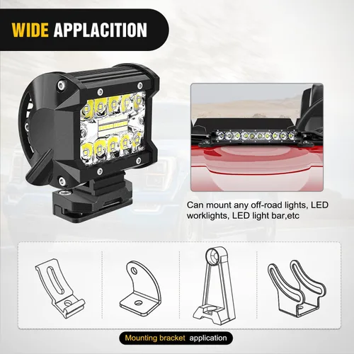 Miniatura 5 de Nilight Soporte de montaje de barra de luz LED, 2 piezas, capó de pilar ajustable universal, soporte de abrazadera de montaje para lámpara de Negro