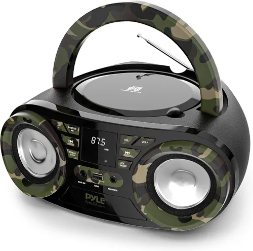 Miniatura 8 de Pyle Reproductor de CD portátil Bluetooth Boombox altavoz – Radio estéreo AM/FM y sonido de audio, compatible con CD-R-RW/MP3/WMA, USB, AUX