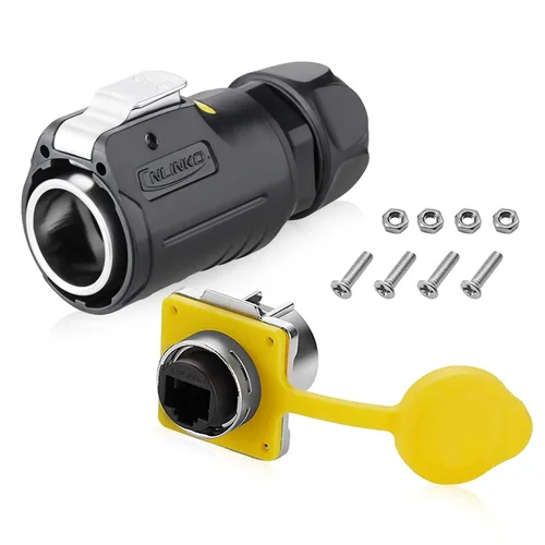 Conector impermeable RJ45, conector impermeable Ethernet Cat6 industrial, adaptador de doble puerto de aviación 8P8C, acoplador de señal con