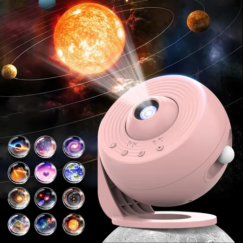 Miniatura 11 de Proyector de galaxia para dormitorio, proyector de estrellas de imagen HD, luz de galaxia con perilla ajustable, 13 discos de película, planetario