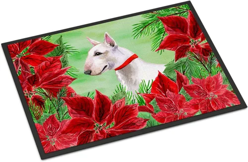 Miniatura 167 de Caroline's Treasures CK1311MAT Cavalier Spaniel Poinsettas - Felpudo de 18 x 27 pulgadas, tapete para puerta delantera, interior y exterior