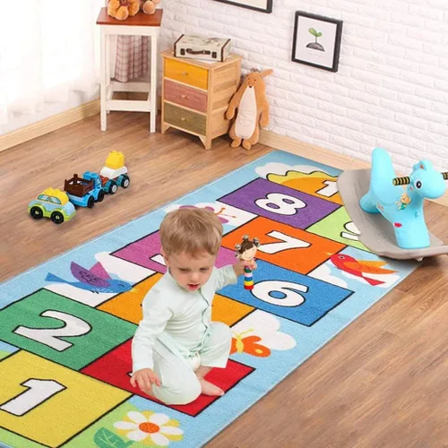 Miniatura 4 de Hop and Count Hopscotch - Alfombra de juego para niños, alfombra de juego para gatear, alfombra antideslizante de aprendizaje de números para niños