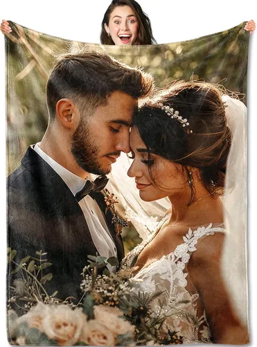Yofair - Manta personalizada con imagen y texto "I Love You" para aniversario, regalos, boda, mujeres, hombres, pareja, novio, novia, esposa y esposo