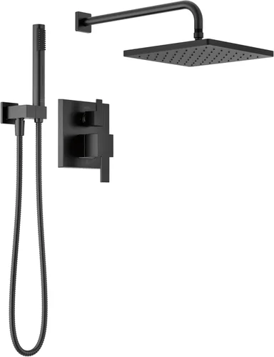 Miniatura 10 de Sistema de Ducha de Lluvia Cuadrado Delta Modern Serie 14, Conjunto de Grifo, Cabezal de Ducha de Lluvia Oro Cepillado y Conjunto de Mango, Kit