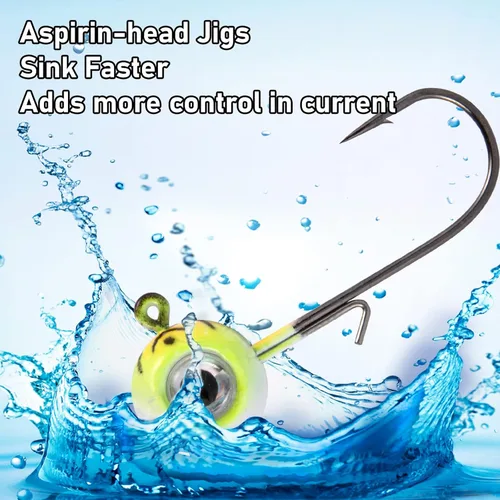 Miniatura 6 de Dr.Fish Paquete de 10 Cabezas de Jig de Pesca con Ojo 3D Bola Swimbait Jig Agua Salada Agua Dulce Lubina Walleye Anzuelos de Pesca Crappie Trucha