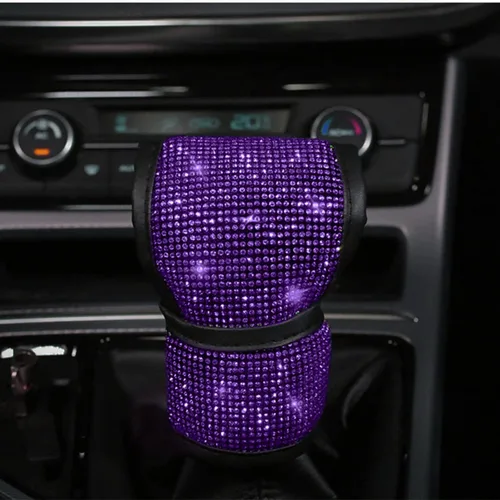 Miniatura 12 de Funda de felpa para pomo de palanca de cambios automática con purpurina de cristal brillante y diamantes de imitación para niñas y damas, ajuste