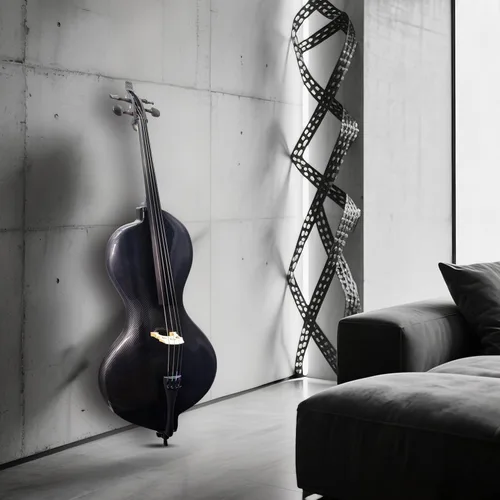 Miniatura 4 de TARIO Violonchelo eléctrico de tamaño completo 4/4 con pastilla activa de sombra, diapasón de ébano, acabado de fibra de carbono texturizada, cuerpo