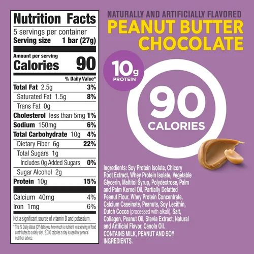 Miniatura 2 de Protein One Barras de proteína de 90 calorías, chocolate con mantequilla de maní, aptas para Keto, 5 unidades, 4.8 onzas