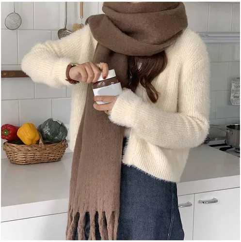 Miniatura 131 de Bufanda grande y gruesa de gran tamaño, esponjosas, de lana grande, gruesa, cálida para invierno