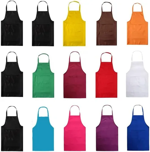 Miniatura 2 de Total de 15 delantales con peto de colores lisos mixtos a granel para mujeres, hombres y adultos, con 2 bolsillos frontales, para cocinar, pintar