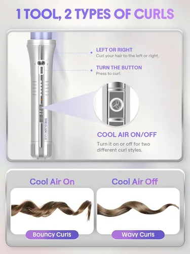 Miniatura 7 de SHEGLAM One Touch Airflow Styler Pro - Tecnología de aire frío 3.0 de rotación automática de 1 pulgada para rizos sin espera, rizador, rizos