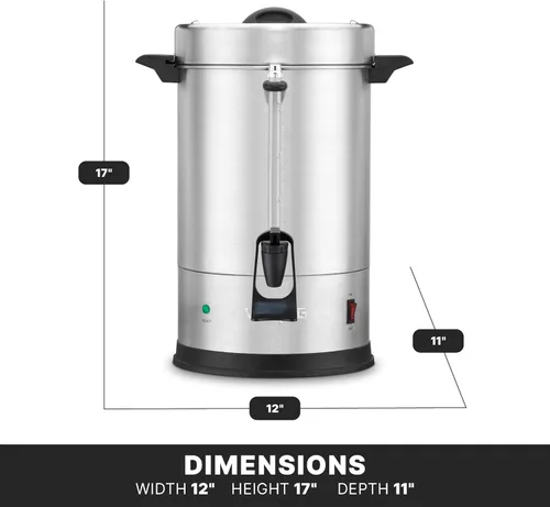 Miniatura 3 de Waring Urna de café comercial, percolador eléctrico de acero inoxidable con capacidad de 30 tazas, sistema de calentador dual para cocinas