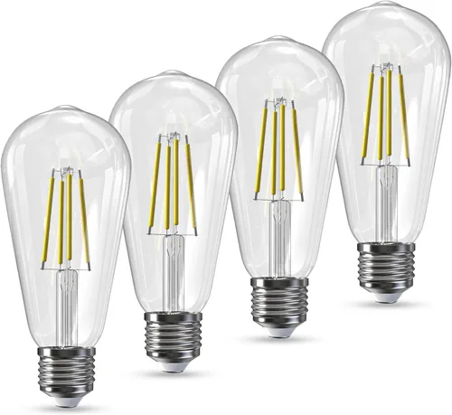 Miniatura 27 de Jensense Bombillas LED Edison E26, 60 vatios equivalentes, bombillas regulables, 2300 K, luz blanca cálida (cristal ámbar), estilo vintage