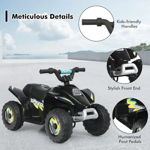 Miniatura 3 de DORTALA ATV para niños, auto de juguete motorizado alimentado por batería de 6 V, ruedas antideslizantes, Quad eléctrico de 4 ruedas para niños de 3