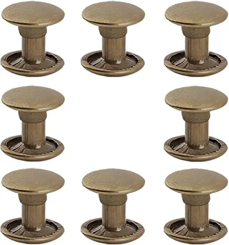 Miniatura 4 de 300 juegos de remaches de cuero, remaches de doble tapa, tubulares, metálicos, para reparaciones y decoración, accesorios para manualidades de Negro