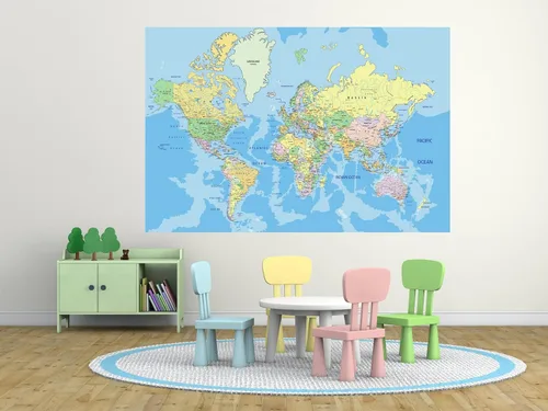 Miniatura 4 de Mural de pared de mapa del mundo, gran Atlas, fácil de aplicar, simplemente despegar y pegar (20 x 28 pulgadas)