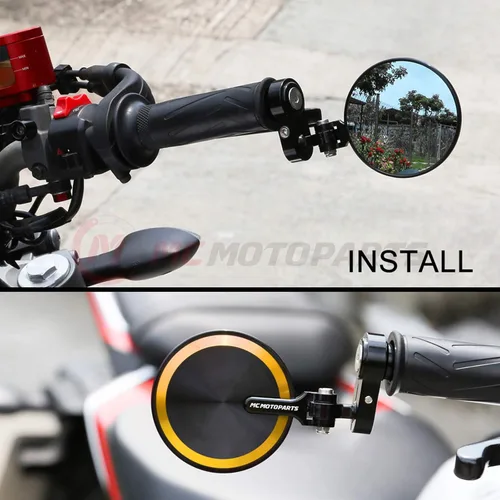 Miniatura 5 de Espejos de barra CNC Gold Reborn – Compatible con GSXR 600, 750, 1000, 1300, CBR600RR, CBR1000RR, SV650, SV1000, SFV650 – Aluminio mecanizado