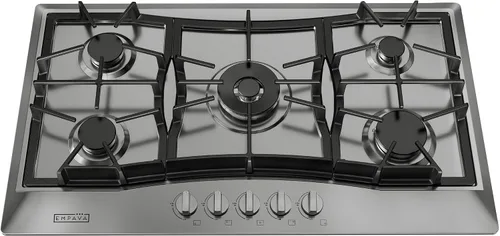 Miniatura 11 de Empava Placa de cocina de gas integrada de 12 pulgadas con 2 quemadores SABAF sellados, superficie de acero inoxidable, rejillas de hierro fundido