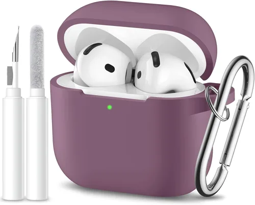 Miniatura 14 de Funda protectora completa de silicona suave para AirPods 4 con llavero y kit de limpieza, compatible con Apple Airpods 4 para mujeres y hombres