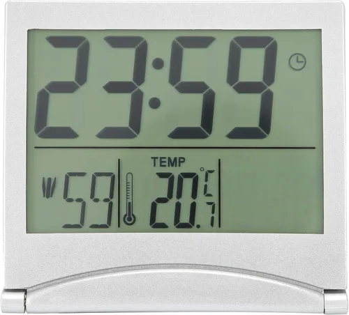 Miniatura 5 de Reloj electrónico compacto con alarma plegable, fácil de leer, reloj atómico de escritorio, ajuste automático, pantalla de reloj despertador digital